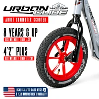 Large Kick Scooter for Adults & Teens - 12" Air Tires, Wide Deck, Handbrake Kickstand Madd Gear Urban Glide Teal