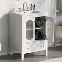 24" Bathroom Vanity with Sink, Drawer, Doors, Adjustable Shelf