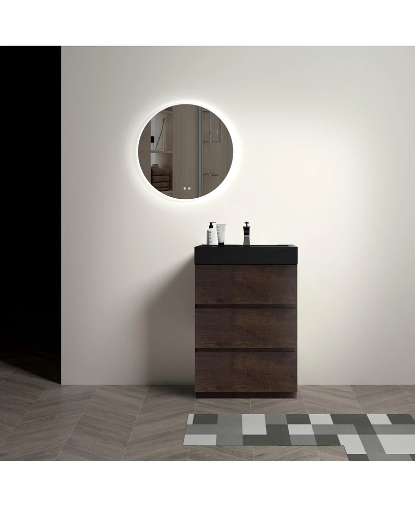 Simplie Fun 24" Modern Vanity: Elegance, Storage, Silence