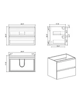 Streamdale Furniture 30" Wall-Mounted Vanity: Natural Oak, Glossy White Basin