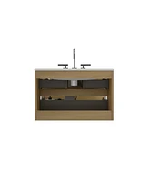 Streamdale Furniture Timeless Oak Vanity: Silent Drawers, Ample Storage