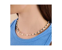 Little Sky Stone Eliza Sterling Silver Pearl Pink Quartz and Gold Bead Necklace