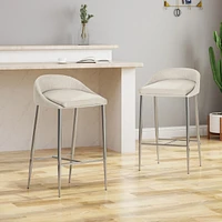 Modern Upholstered Counter Stool With Chrome Base