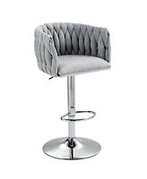 360° Swivel Bar Stools with Woven Back & Footrest (Set Of 2)