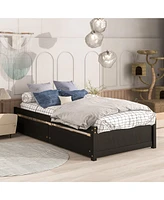 Twin Bed with 2 Drawers, Solid Wood, No Box Spring, Espresso