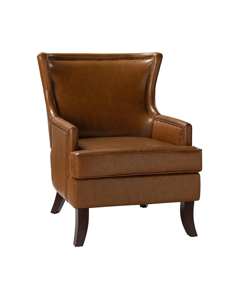 Mid-century Modern Angeles Leather Accent Armchair