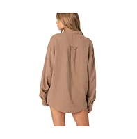 Edikted Women's Levy oversized gauze button up shirt