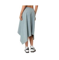 Edikted Women's Asymmetric wrapped denim midi skirt - Light