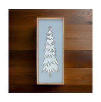 Slickblue Framed Pine Tree Wall Decor for Rustic Holiday Charm