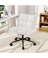 Slickblue Cross Legged Chair with Wheels with Padded Seat Adjustable Height for Bedroom Study-Beige