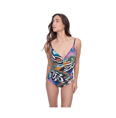 Profile by Gottex Women's Tribal Art Beaded V-Neck Tankini Swim Top