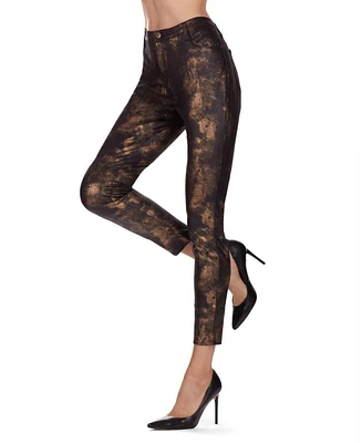 MeMoi Women's Statue Mottled Bronze Ankle Length Leggings