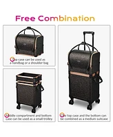 Byootique Rolling Makeup Train Case Lockable Cosmetic Storage Trolley Black