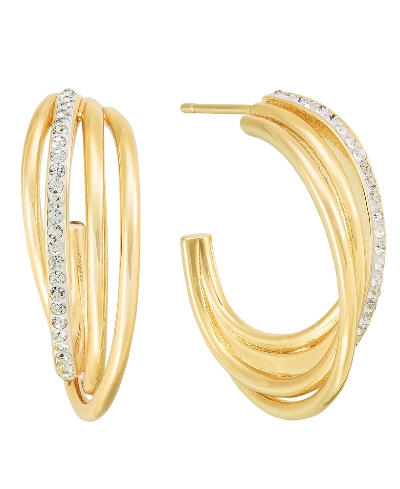 And Now This Clear Crystal Multi Row Hoop Earring