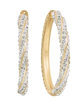 And Now This Clear Crystal Twist Diamond Cut Hinged Hoop Earring