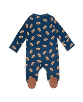 Easy = Magnetic Close Baby Boys Football Print Footed Coverall