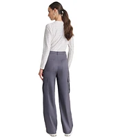 Dkny Jeans Petite High-Rise Satin Cargo Pants