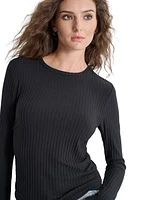 Dkny Jeans Petite Long-Sleeve Ribbed Crewneck