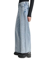 Dkny Jeans Petite Cotton Studded High-Rise Wide-Leg Jeans