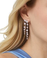 Eliot Danori Rhodium-Plated Cubic Zirconia Double-Row Linear Drop Earrings, Created for Macy's