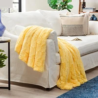 Chanasya Premium Embossed Faux Fur Throw Blanket - Super Soft, Lightweight Minky 60" x 70” White