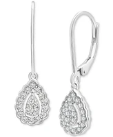 Diamond Teardrop Halo Cluster Leverback Drop Earrings (1/4 ct. t.w.) in Sterling Silver, Created for Macy's