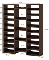 Tribesigns 14-Tier Shoe Rack, Freestanding Tall Shelf, White Wooden Storage Cabinet with 22 Open Cubbies, 46 Pairs Wide Entryway Organi
