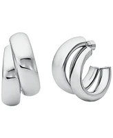 Michael Kors Platinum-Plated Brass Double Hoop Earrings