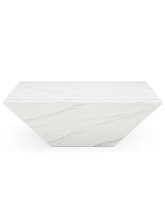 Tribesigns Coffee Table, 35.43-Inch Square Coffee Table with Faux Marble Tabletop, Modern Center Table for Living Room, Large Engineered Wood Cocktail