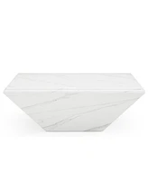 Tribesigns Coffee Table, 35.43-Inch Square Coffee Table with Faux Marble Tabletop, Modern Center Table for Living Room, Large Engineered Wood Cocktail