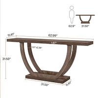 Tribesigns Console Table for Entryway: 63 Inches Farmhouse Wood Entry Foyer Entrance, Narrow Long Sofa Behind Couch with Metal Legs fo