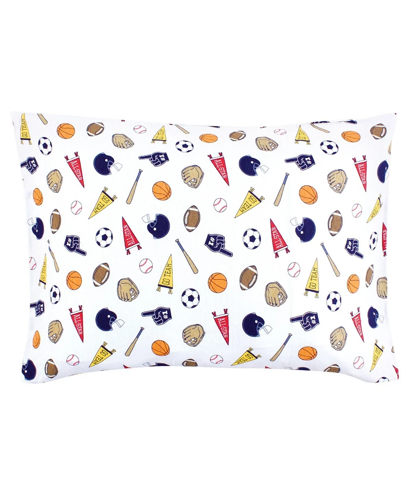 Hudson Baby Infant Boy Cotton Toddler Pillow Case, Sports Fan, One Size