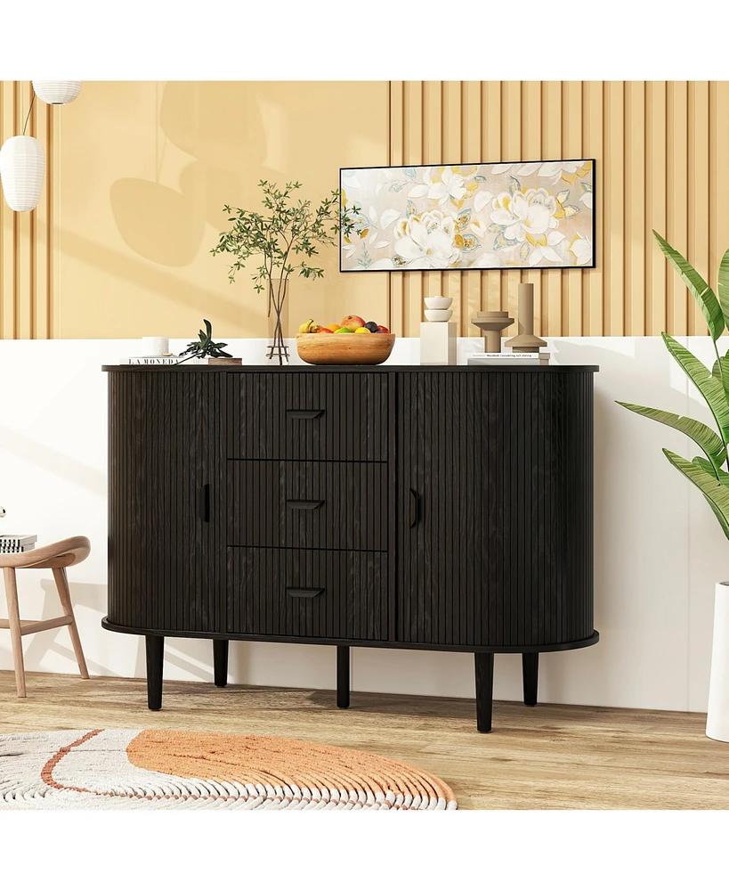 Simplie Fun Modern Sliding Door Buffet Cabinet with Storage