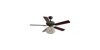 Sofucor 52" Crystal Ceiling Fan, 3-Speed, Remote, Reversible Ac Motor