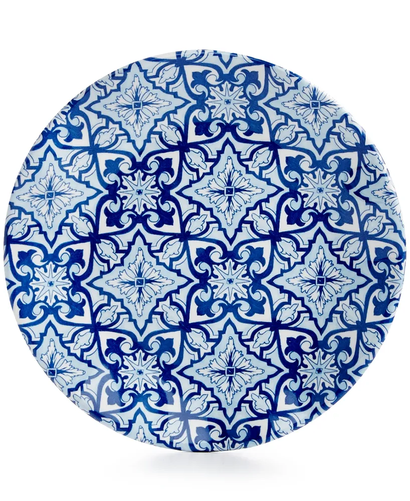 Q squared Talavera Azul Collection Melamine 5.5" Appetizer Plate, Set of 4