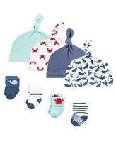 Hudson Baby Baby Boys Hudson Cap and Socks Set, Whale, 0-9 Months