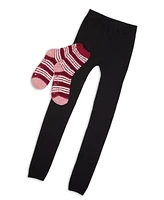 MeMoi Women's Red Stripe Cozy Sock & Legging Set - Mauve