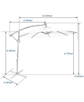 360° Rotation Solar Powered Led Patio Offset Umbrella without Weight Base