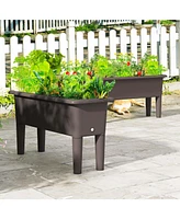 Slickblue 2 Pieces Raised Garden Beds Self-Watering Planter Box with Detachable Legs and Drainage Hole