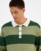 Sun + Stone Men's Stripe Polo Sweater, Created for Macy's