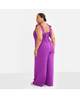 Rebdolls Plus Selma Tie Strap Corset Wide Leg Jumpsuit