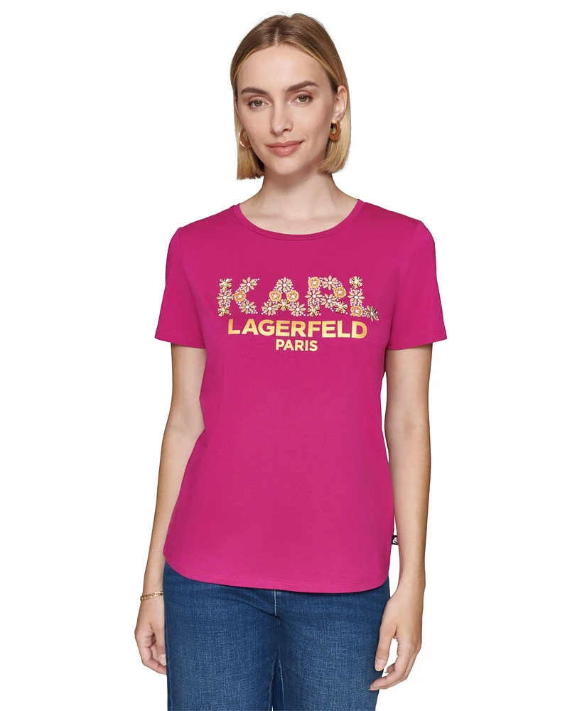 Karl Lagerfeld Paris Women's Embellished Graphic T-Shirt