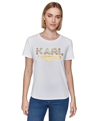 Karl Lagerfeld Paris Women's Embellished Graphic T-Shirt