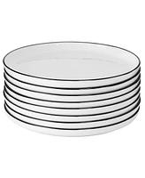 Gibson Home Oslo 8 Piece Porcelain Dinner Plate Set - Black Rim