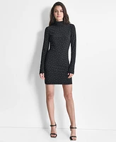 Dkny Women's Mock-Neck Embellished Long-Sleeve Dress