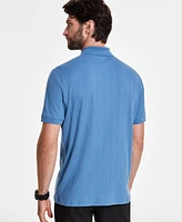 Alfani Men's Stretch Textured Stripe Jacquard Polo, Created for Macy's