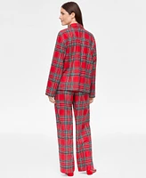 Family Pajamas Women's 2-Pc. Cotton Brinkley Plaid Notch-Collar Matching Christmas Pajamas, Created for Macy's