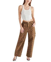 Steve Madden Women's Maise Leopard-Print Barrel-Cut Pants