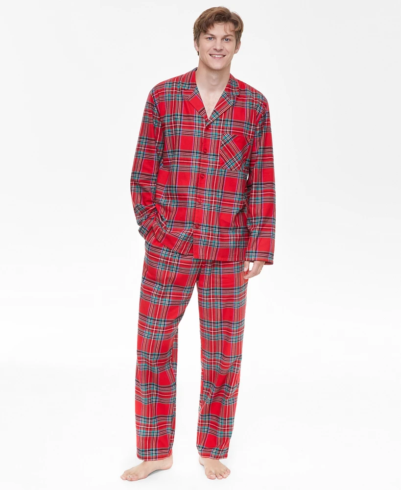 Holiday Lane Men's Brinkley Plaid Notch Collar Matching Family Pajamas Set, Created for Macy's