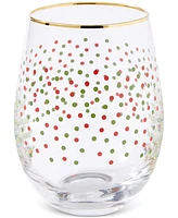 Spode Christmas Tree Polka Dot Stemless Wine Glasses, Set of 4